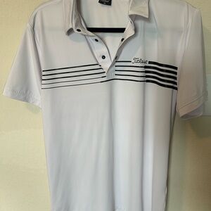 Titleist White Polo with Black Stripe Accent